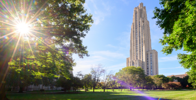 Cathedral of Learning on a sunny day. 