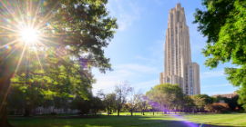 Cathedral of Learning on a bright summer day. 